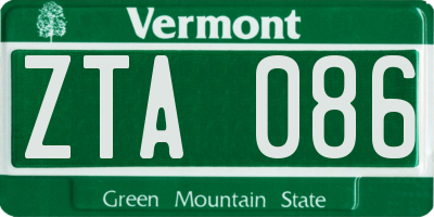 VT license plate ZTA086