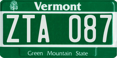 VT license plate ZTA087