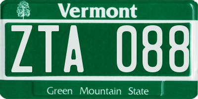 VT license plate ZTA088