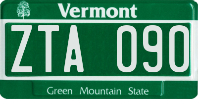 VT license plate ZTA090