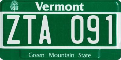 VT license plate ZTA091