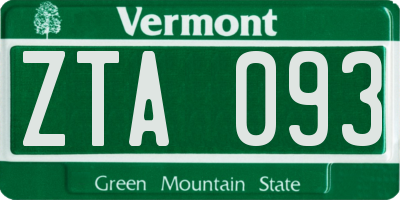 VT license plate ZTA093