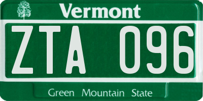 VT license plate ZTA096