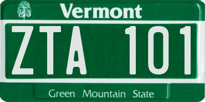 VT license plate ZTA101