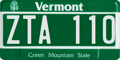 VT license plate ZTA110