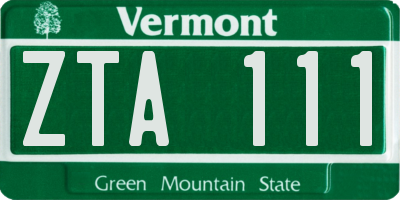 VT license plate ZTA111