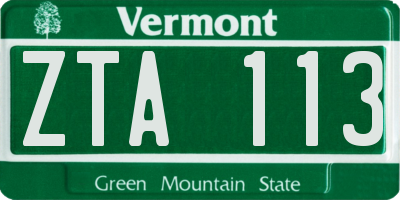 VT license plate ZTA113