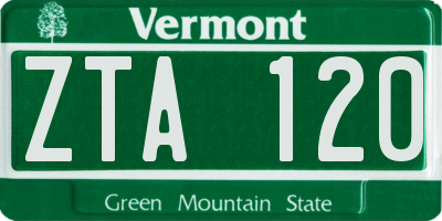 VT license plate ZTA120