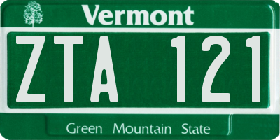 VT license plate ZTA121