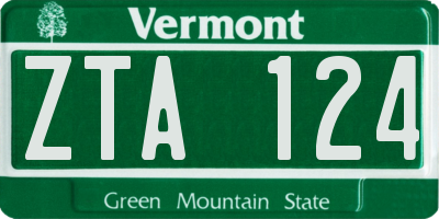 VT license plate ZTA124