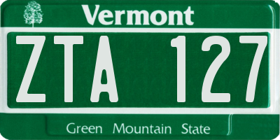 VT license plate ZTA127