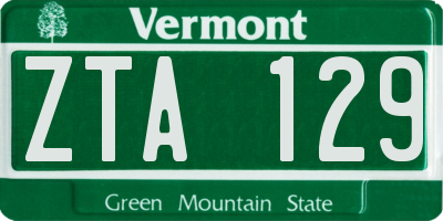 VT license plate ZTA129