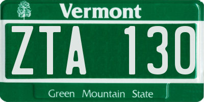 VT license plate ZTA130