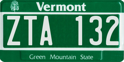 VT license plate ZTA132