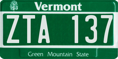 VT license plate ZTA137