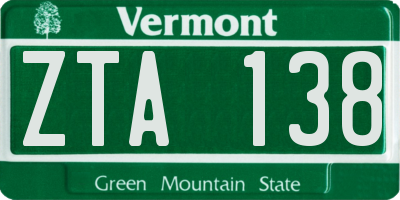 VT license plate ZTA138
