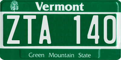 VT license plate ZTA140