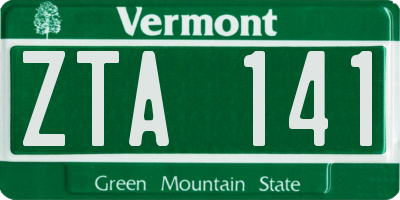 VT license plate ZTA141