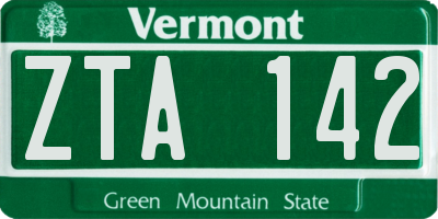 VT license plate ZTA142