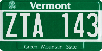 VT license plate ZTA143
