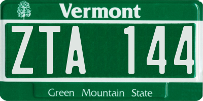 VT license plate ZTA144