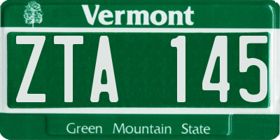 VT license plate ZTA145