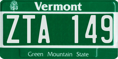 VT license plate ZTA149