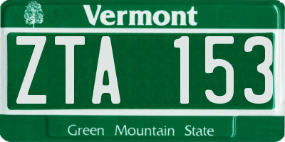 VT license plate ZTA153