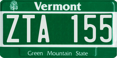 VT license plate ZTA155