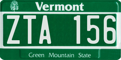 VT license plate ZTA156