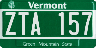 VT license plate ZTA157