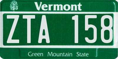 VT license plate ZTA158
