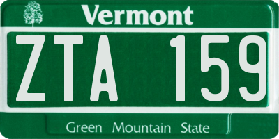 VT license plate ZTA159