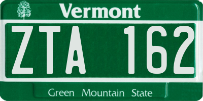 VT license plate ZTA162