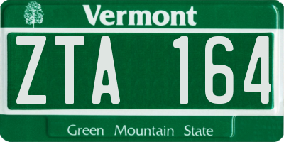 VT license plate ZTA164