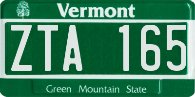 VT license plate ZTA165