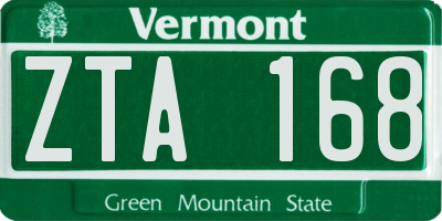 VT license plate ZTA168