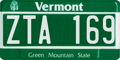 VT license plate ZTA169