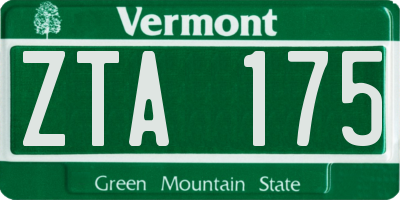 VT license plate ZTA175