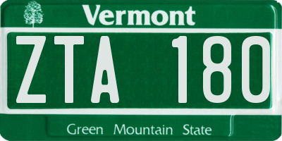 VT license plate ZTA180