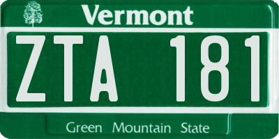 VT license plate ZTA181