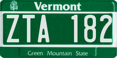 VT license plate ZTA182