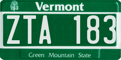 VT license plate ZTA183