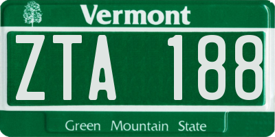 VT license plate ZTA188