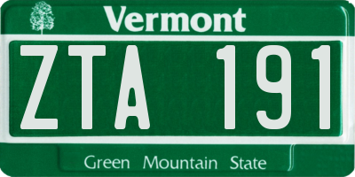 VT license plate ZTA191