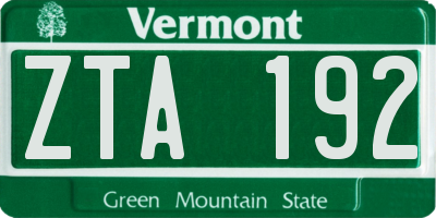 VT license plate ZTA192