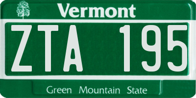 VT license plate ZTA195