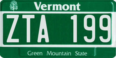 VT license plate ZTA199