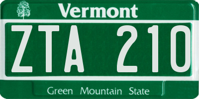VT license plate ZTA210