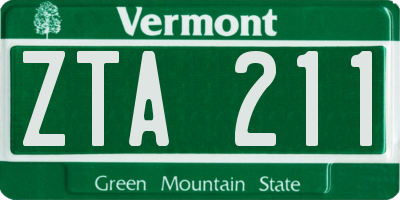 VT license plate ZTA211